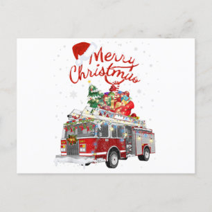 Feuerwehrauto Santa Frohe Weihnachten Postkarte