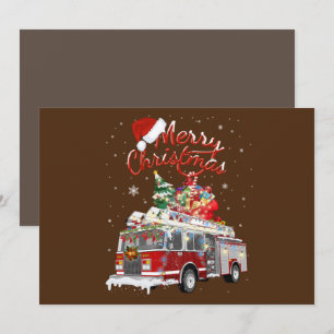 Feuerwehrauto Santa Schlitten Feuerwehrmann Weihna Einladung
