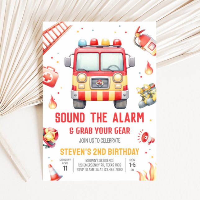 Feuerwehrauto Sound the Alarm Baby Shower Einladung (Fire Truck Birthday Party Invitation)