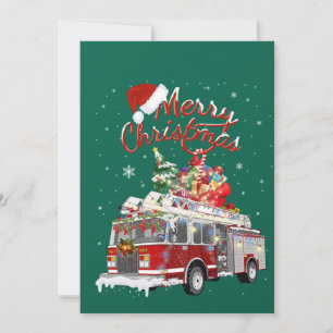 Feuerwehrauto Weihnachtsmann Schlitten Feuerwehrma Einladung
