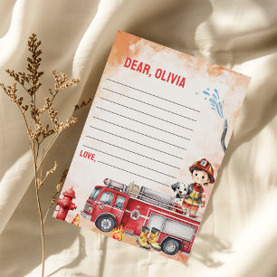 Feuerwehrauto Zeitkapsel Notiz Nachricht Karte