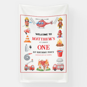 Feuerwehrautos Junge 1. Geburtstag Süße kleine P Banner