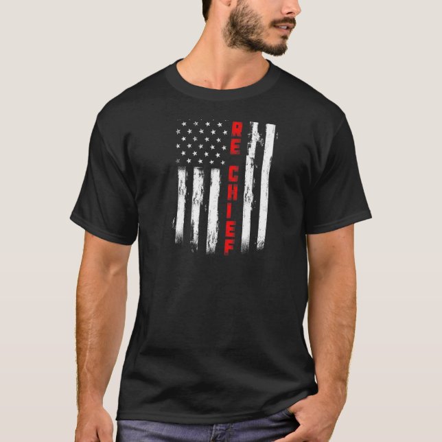 Feuerwehrchef der US-amerikanischen Fahne T-Shirt (Vorderseite)