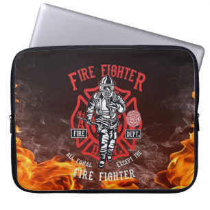 FeuerwehrEmblem mit Flammen und Vollgestänge Laptopschutzhülle