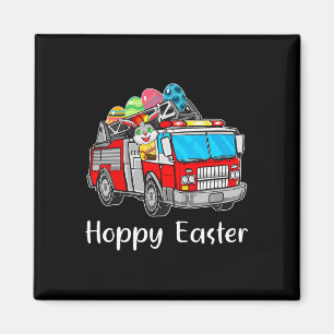 Feuerwehrfahrer LKW Osterfeiertag Bunny Eggs Happy Magnet