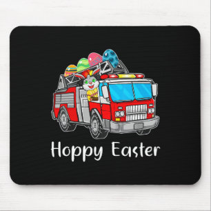 Feuerwehrfahrer LKW Osterfeiertag Bunny Eggs Happy Mousepad