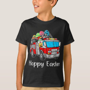 Feuerwehrfahrer LKW Osterfeiertag Bunny Eggs Happy T-Shirt