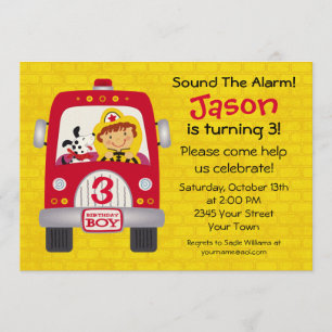 Feuerwehrfahrzeug Geburtstagskind Einladung