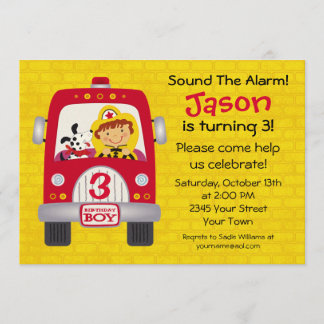 Feuerwehrfahrzeug Geburtstagskind Einladung
