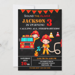 Feuerwehrfahrzeug-Party zum Geburtstag Einladung