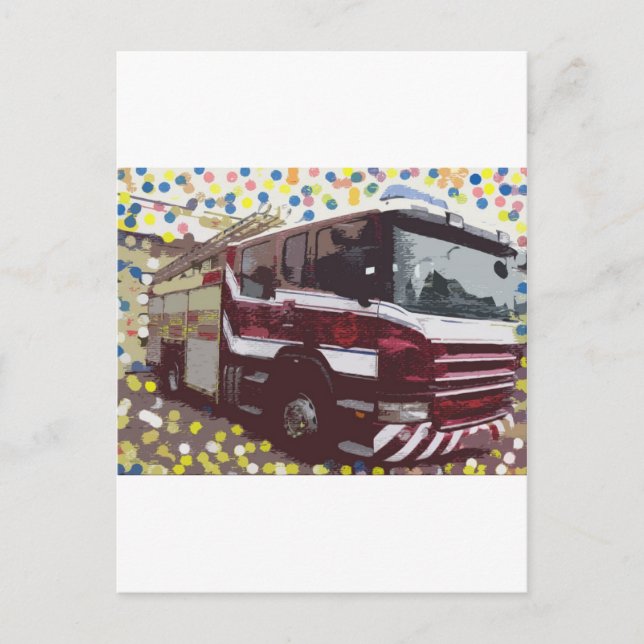 Feuerwehrfahrzeug Postkarte (Vorderseite)