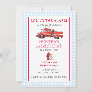 Feuerwehrfahrzeug Wasserfarbe Geburtstagseinladung Einladung