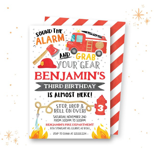 Feuerwehrfahrzeuge Einladung zum Geburtstag (Von Creator hochgeladen)