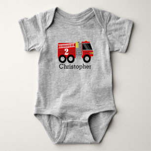 Feuerwehrfahrzeuge Geburtstags-Shirt Baby Strampler