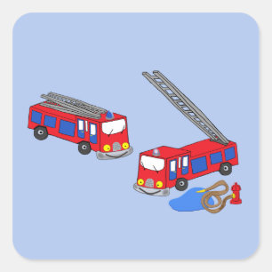 Feuerwehrfahrzeuge Quadratischer Aufkleber
