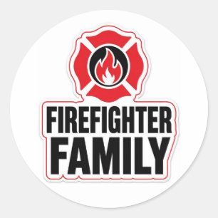 Feuerwehrfamilie Runder Aufkleber