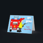 Feuerwehrfeuer Motor Geachtetes Kind glücklich Geb Karte<br><div class="desc">Genau das Richtige für alle Kinder,  die Feuerwehrmänner und Motoren Liebe machen; eine lustige Geburtstagskarte mit Kindername und Alter auf dem Feuerwehrauto.</div>