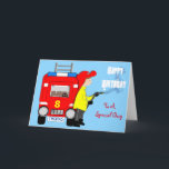Feuerwehrfeuer Motor Geachtetes Kind glücklich Geb Karte<br><div class="desc">Genau das Richtige für alle Kinder,  die Feuerwehrmänner und Motoren Liebe machen; eine lustige Geburtstagskarte mit Kindername und Alter auf dem Feuerwehrauto.</div>