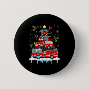 Feuerwehrfeuer Truck Weihnachtsbaum Lichter Santa Button
