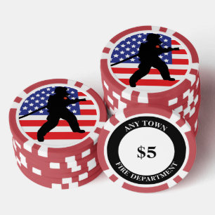 Feuerwehrfeuerlöschschlauch amerikanische Flagge Pokerchips