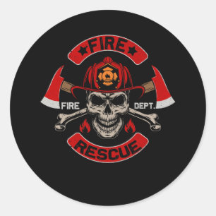 Feuerwehrfeuerwehr Feuerwehrkreuze Schädel Runder Aufkleber