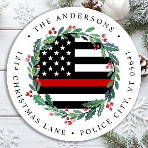 Feuerwehrfeuerwehr: Rücksendeadresse der Rotlinie Runder Aufkleber