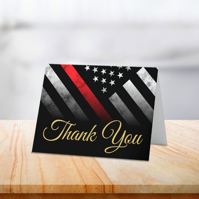 Feuerwehrfeuerwehr Thin Red Line Feuerwehrmann Dankeskarte (Firefighter Fire Department Thin Red Line Fireman Thank You Card)