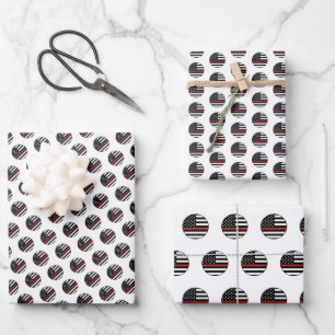 Feuerwehrfeuerwehrhelm der roten Linie - Amerikani Geschenkpapier Set