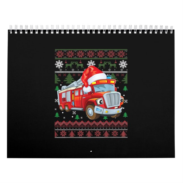 Feuerwehrfeuerwehrmann Weihnachten Niedliche Junge Kalender (Titelbild)