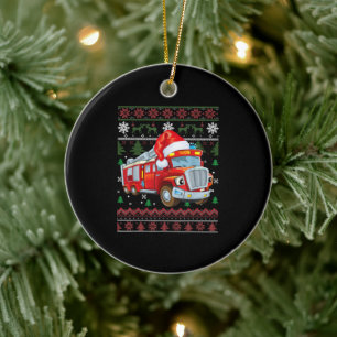 Feuerwehrfeuerwehrmann Weihnachten Niedliche Junge Keramik Ornament
