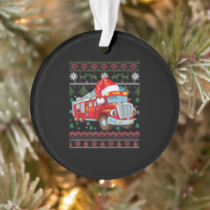 Feuerwehrfeuerwehrmann Weihnachten Niedliche Junge Ornament