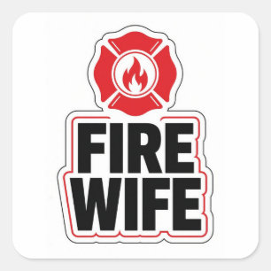 Feuerwehrfrau Ehefrau Quadratischer Aufkleber