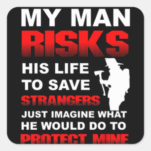 Feuerwehrfrau Ehefrau Quadratischer Aufkleber