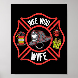 Feuerwehrfrau Ehefrau Uniform Feuerwehrmann Feuerw Poster