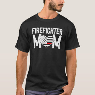 Feuerwehrfrau Mama dünne rote Linie Flaggenfeuer T-Shirt
