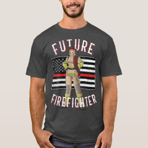 Feuerwehrfrau mit dünner roter Linie für künftiges T-Shirt