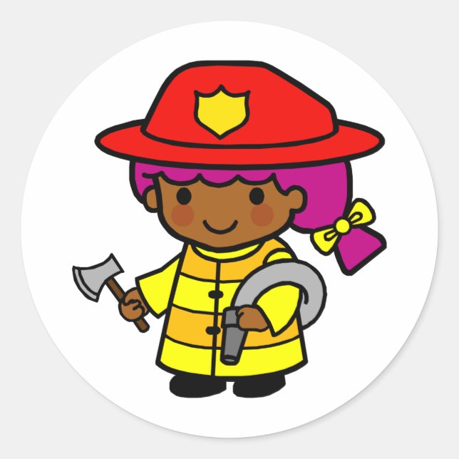 Feuerwehrfrau Runder Aufkleber (Vorderseite)