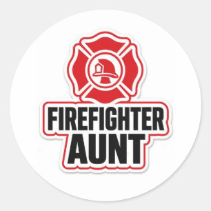 Feuerwehrfrau Tante Runder Aufkleber