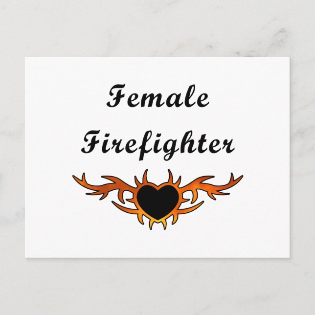 Feuerwehrfrau Tattoo Postkarte (Vorderseite)