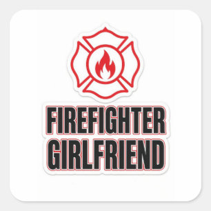 Feuerwehrfreundin Quadratischer Aufkleber