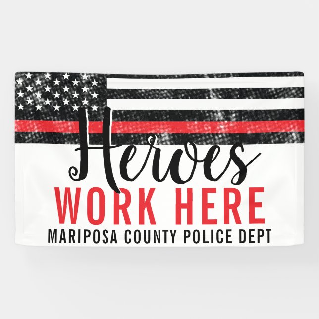 Feuerwehrhelden arbeiten hier Red Line America Fla Banner (Horizontal)