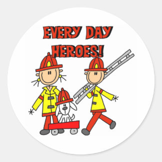 Feuerwehrhelden Runder Aufkleber