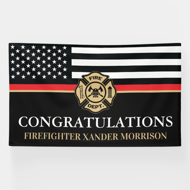 Feuerwehrhelfer Abschluss der Thin Red Line Fire A Banner (Horizontal)