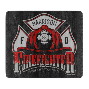 Feuerwehrhelm ADD NAME Brandabteilung Rettung Schneidebrett