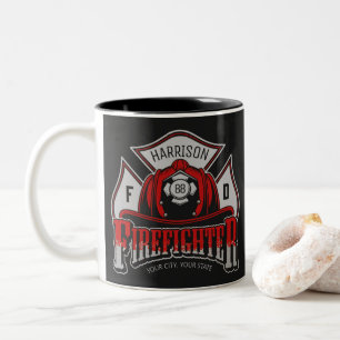 Feuerwehrhelm ADD NAME Fire Department Rescue Zweifarbige Tasse