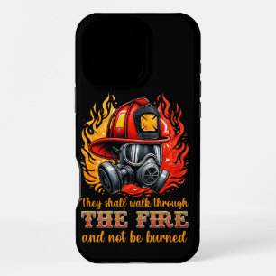 Feuerwehrhelm inmitten von Flammen iPhone 16 Pro Max Hülle
