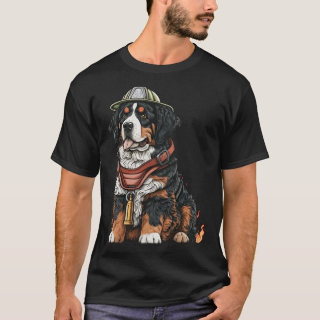 Feuerwehrhund für Berner-Vater-Feuerwehr T-Shirt (Vorderseite)