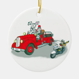 Feuerwehrhunde und Polizeihunde Keramik Ornament