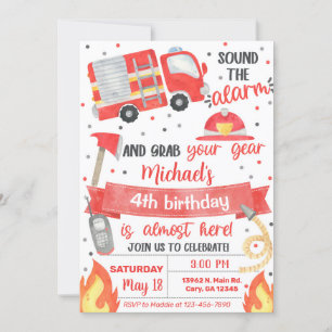 Feuerwehrjunge Geburtstagseinladung, Feuerwehrmann Einladung