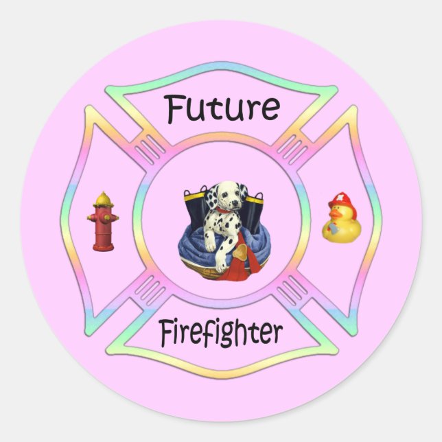 Feuerwehrkinder Runder Aufkleber (Vorderseite)